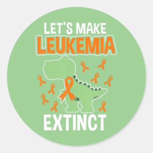 Leukaemia Dinosaur Orange Ribbon Haematologist Rep Classic Round Sticker