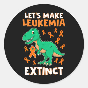 Leukaemia Dinosaur Orange Ribbon Haematologist Rep Classic Round Sticker