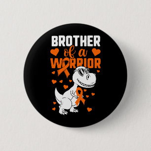 Leukaemia Dinosaur Shirt For Kids Boys Brother Of 6 Cm Round Badge