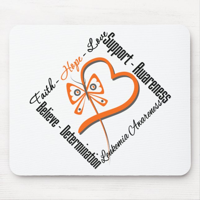Leukaemia Faith Hope Love Butterfly Mouse Pad (Front)