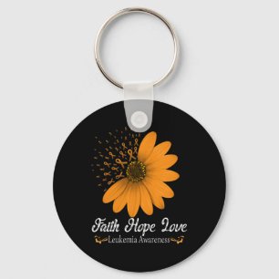 Leukaemia Faith Hope Love Orange Ribbon Blood Canc Key Ring