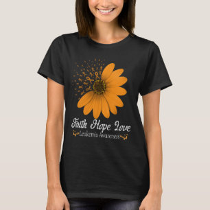 Leukaemia Faith Hope Love Orange Ribbon Blood Canc T-Shirt