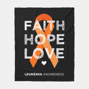 Leukaemia Faith Hope Love Orange Ribbon Leukaemia  Fleece Blanket