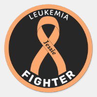 Leukaemia Fighter Ribbon Black Round Sticker