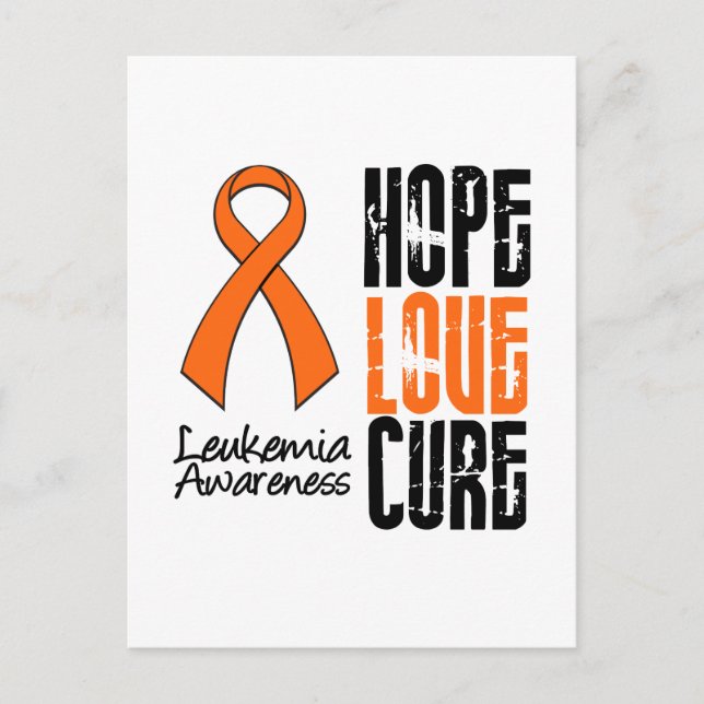 Leukaemia Hope Love Cure Ribbon Postcard (Front)