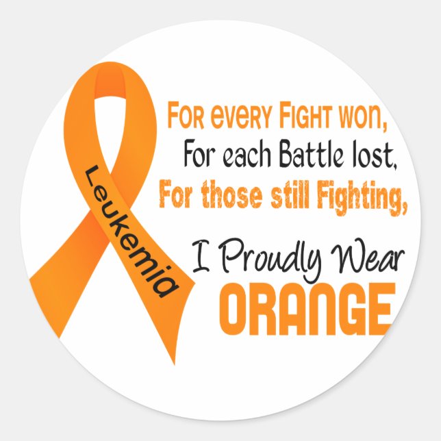 Leukaemia I Proudly Wear Orange Classic Round Sticker (Front)