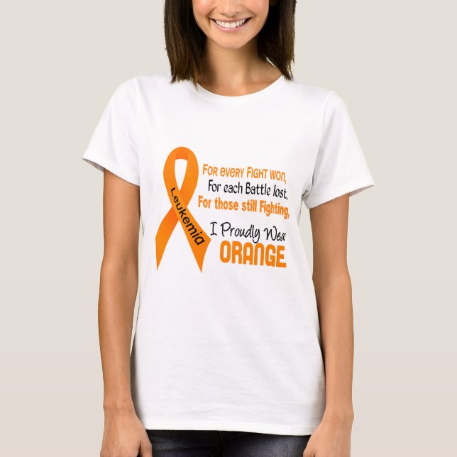 Leukaemia I Proudly Wear Orange T-Shirt (Front)