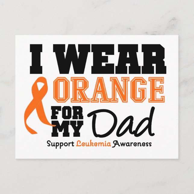 Leukaemia I Wear Orange For Dad Postcard (Front)