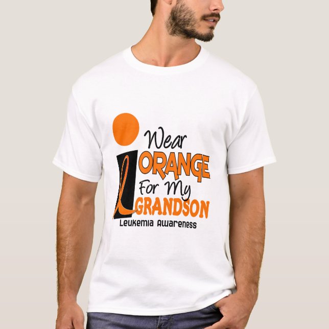 Leukaemia I WEAR ORANGE FOR MY GRANDSON 9 T-Shirt (Front)