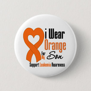 Leukaemia I Wear Orange For My Son 6 Cm Round Badge