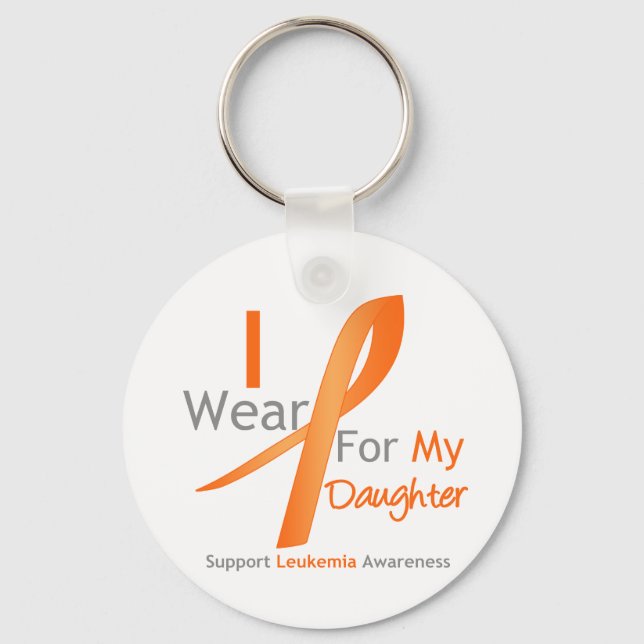Leukaemia I Wear Orange Ribbon Daughter Key Ring (Front)
