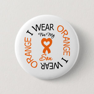 Leukaemia I Wear Orange Ribbon Son (Heart Ribbon) 6 Cm Round Badge
