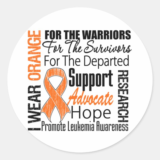 Leukaemia I Wear Orange Ribbon TRIBUTE Classic Round Sticker (Front)