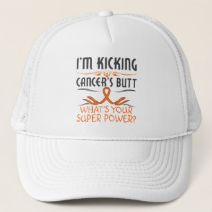 Leukaemia Kicking Cancer Butt Super Power Trucker Hat