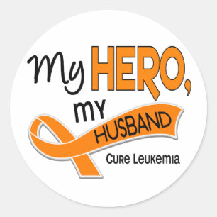 Leukaemia MY HERO MY HUSBAND 42 Classic Round Sticker