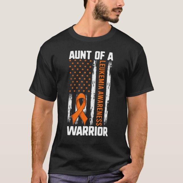 Leukaemia Niece Nephew  Aunt Of A Warrior Usa Flag T-Shirt (Front)