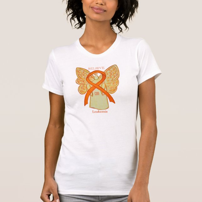 Leukaemia Orange Awareness Ribbon Angel Shirt (Front)