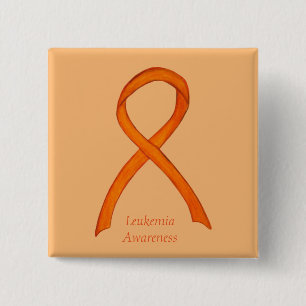 Leukaemia Orange Awareness Ribbon Custom Art Pins