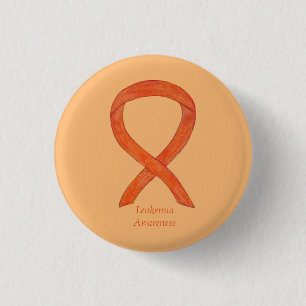 Leukaemia Orange Awareness Ribbon Custom Art Pins