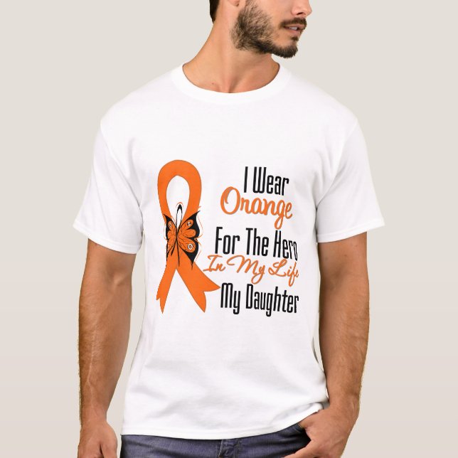 Leukaemia Orange Ribbon Hero My Daughter T-Shirt (Front)
