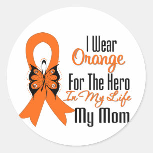 Leukaemia Orange Ribbon Hero My Mum Classic Round Sticker