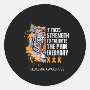 Leukaemia Orange Ribbon It Takes Strength To Toler Classic Round Sticker