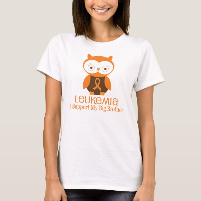 Leukaemia Orange Ribbon Owl  Big Brother T-Shirt (Front)
