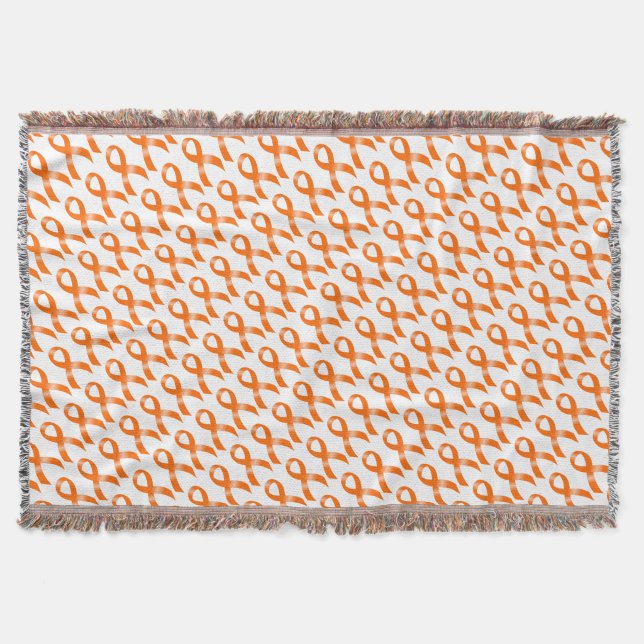 Leukaemia Orange Ribbon Throw Blanket (Front)