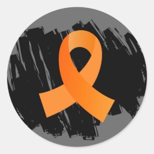 Leukaemia Orange Ribbon With Scribble Classic Round Sticker