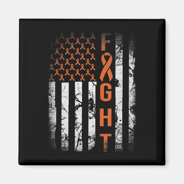 Leukaemia Ribbon Fight American Flag Leukaemia Awa Magnet (Front)
