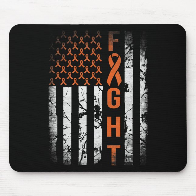 Leukaemia Ribbon Fight American Flag Leukaemia Awa Mouse Pad (Front)