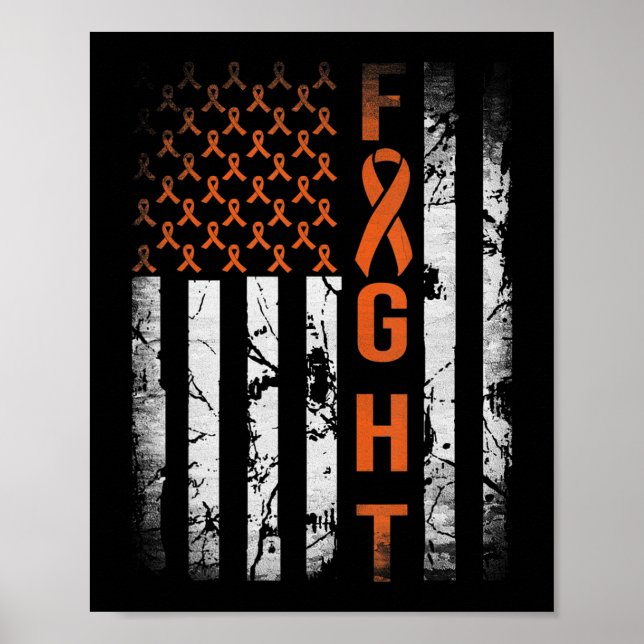 Leukaemia Ribbon Fight American Flag Leukaemia Awa Poster (Front)