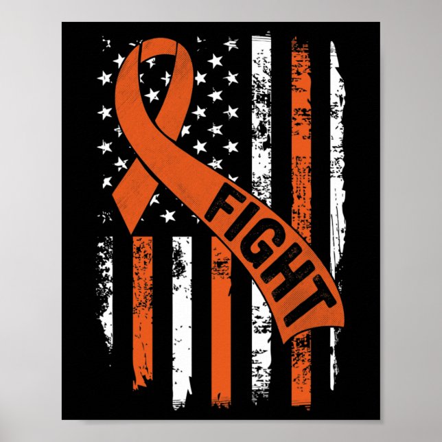 Leukaemia Ribbon Fight American Flag Leukaemia Awa Poster (Front)