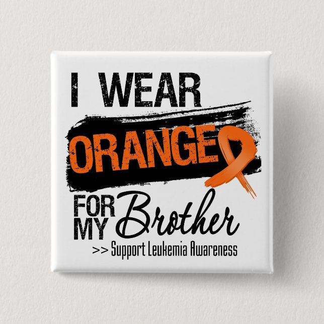 Leukaemia Ribbon For My Brother 15 Cm Square Badge (Front)