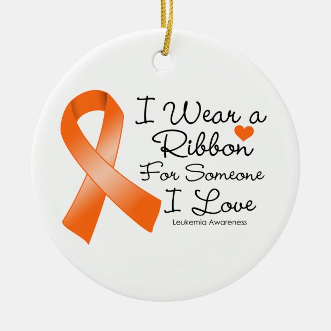 Leukaemia Ribbon Someone I Love Ceramic Ornament (Front)