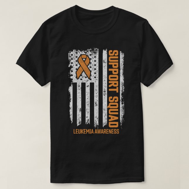 Leukaemia Survivor Flag Support Squad Leukaemia Ca T-Shirt (Design Front)