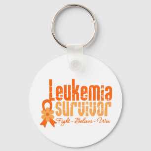 Leukaemia Survivor Flower Ribbon Key Ring
