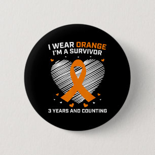 Leukaemia Survivor Gifts 3 Years Cancer Free Aware 6 Cm Round Badge