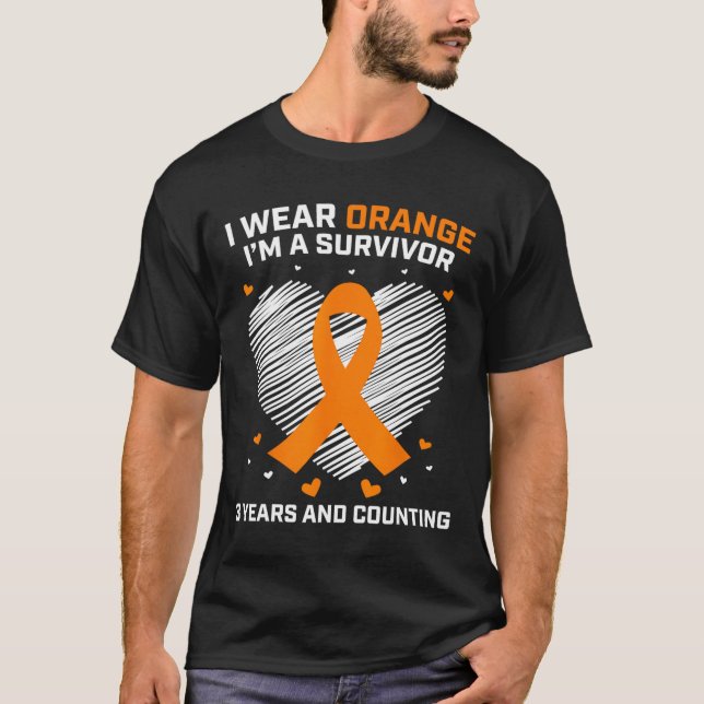 Leukaemia Survivor Gifts 3 Years Cancer Free Aware T-Shirt (Front)