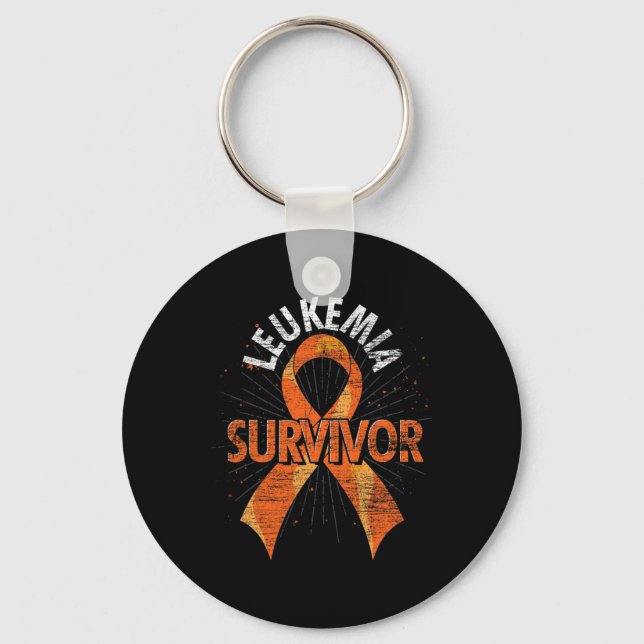 Leukaemia Survivor Orange Ribbon Cancer Leukaemia  Key Ring (Front)
