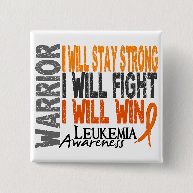Leukaemia Warrior 15 Cm Square Badge (Front)