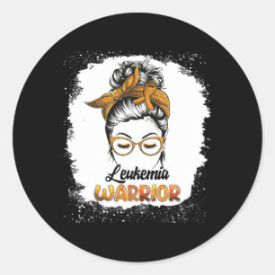Leukaemia Warrior Bleached Messy Bun Survivor Beli Classic Round Sticker