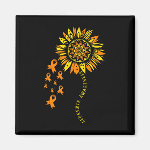 Leukaemia Warrior Orange Ribbon Flower Leukaemia A Magnet