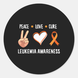 Leukaemia Warrior Peace Love Cure Leukaemia Cancer Classic Round Sticker