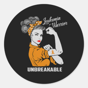 Leukaemia Warrior Unbreakable Awareness Gift Comfo Classic Round Sticker
