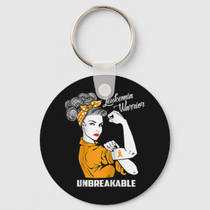 Leukaemia Warrior Unbreakable Awareness Gift Tee Key Ring