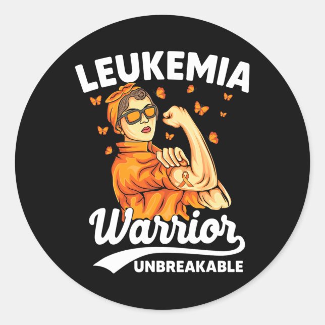 Leukaemia Warrior Unbreakable Support Leukaemia Aw Classic Round Sticker (Front)