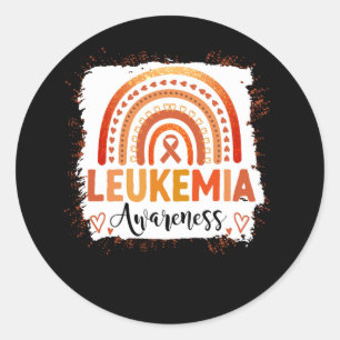 Leukemia Awareness Bleached Rainbow Orange Ribbon  Classic Round Sticker