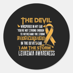 Leukemia Awareness I am the Storm Devil  Classic Round Sticker