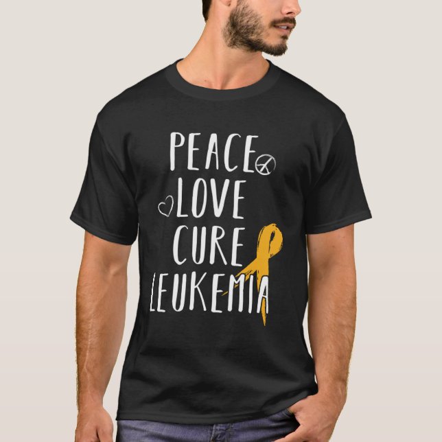Leukemia Awareness  Love Peace Cure Leukemia T-Shirt (Front)